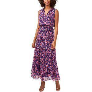 MSK FLORAL PRINT SMOCKED MAXI DRESS